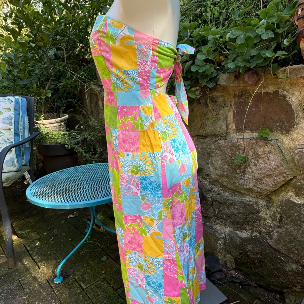 Lily Pulitzer Strapless Halter Patch Work Vintage… - image 5